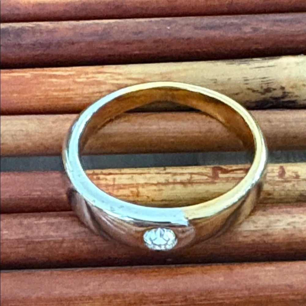 Men's Silver & Gold Tone Band Ring Size 10.5